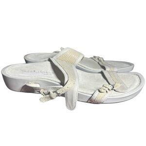 Aetrex Sandalistas Women's White Leather Sandals Adjustable Orthopedic Comfort 9